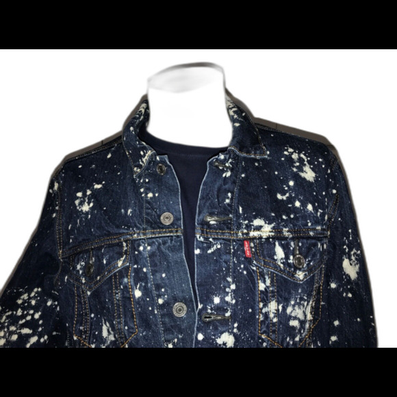 Levis Trucker Splatter Classic Denim Jean Jacket Mens Size Medium - Picture 3 of 8